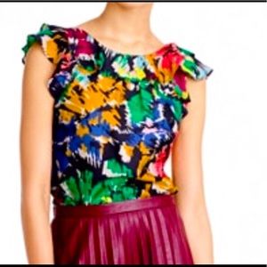 NWT J. Crew Paintbrush Sleeveless Ruffle Blouse